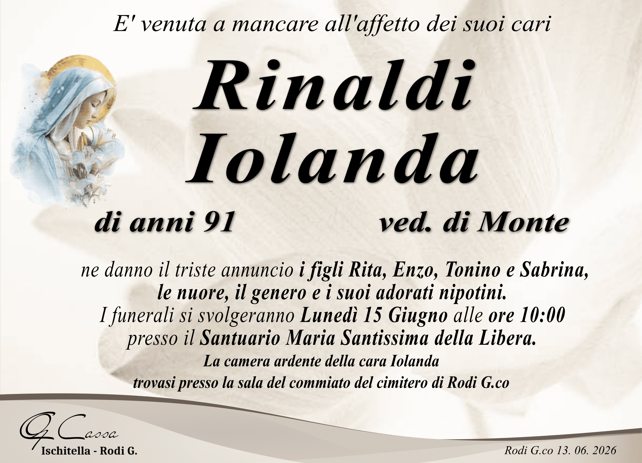 ANNUNCIO IOLANDA RINALDI