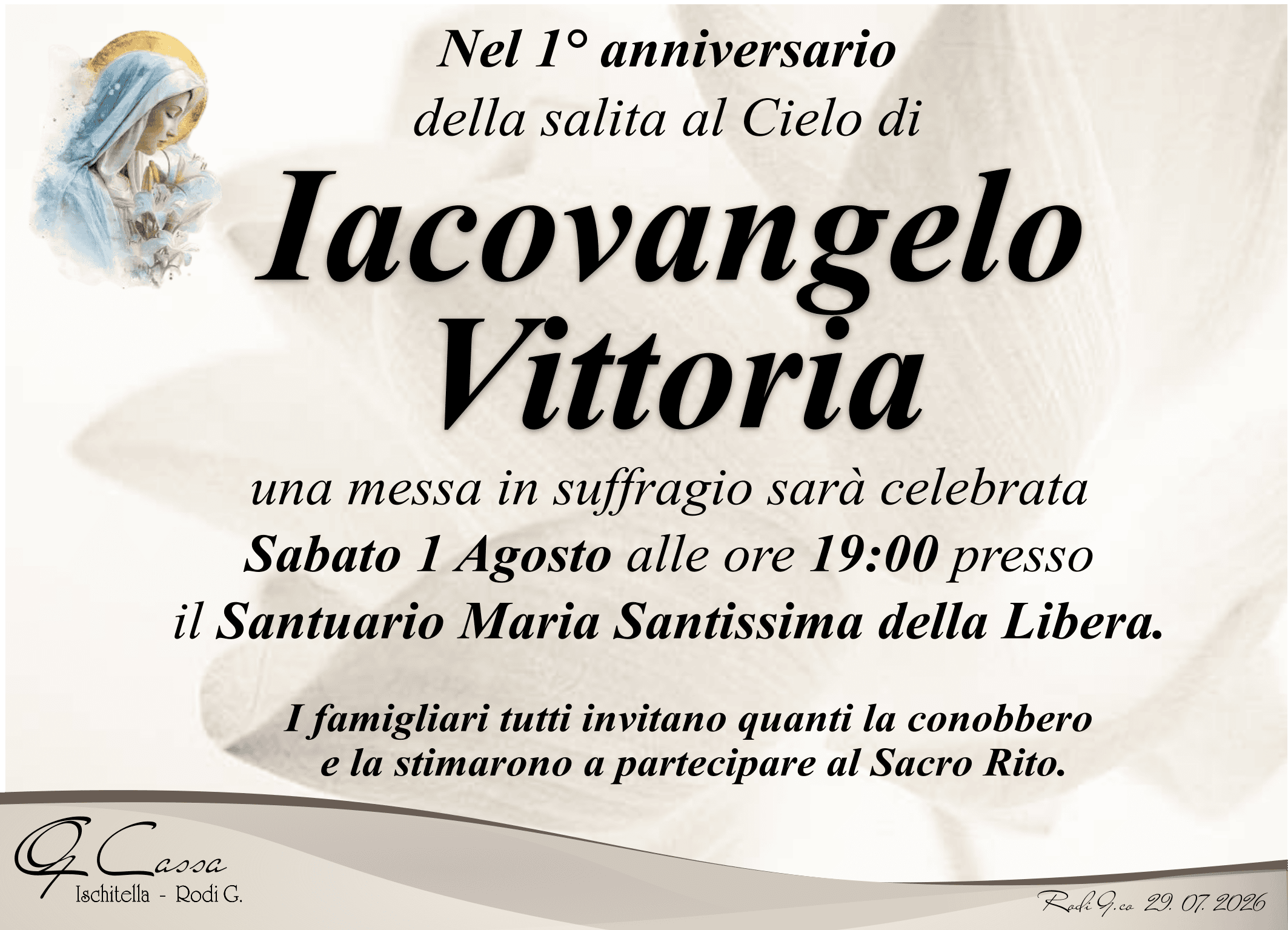 1° ANNIVERSARIO IACOVANGELO VITTORIA