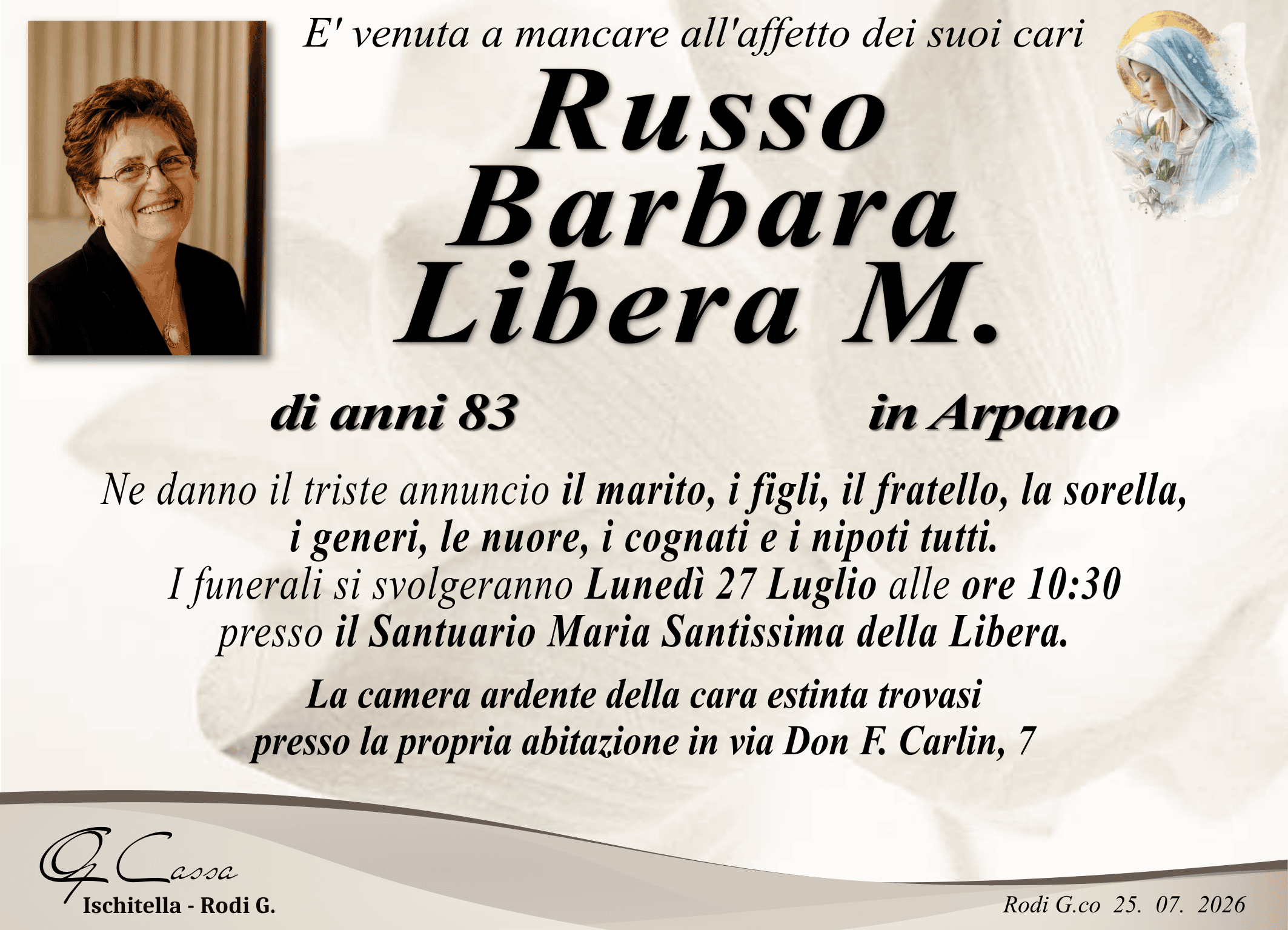 ANNUNCIO RUSSO BARBARA LIBERA MARIA