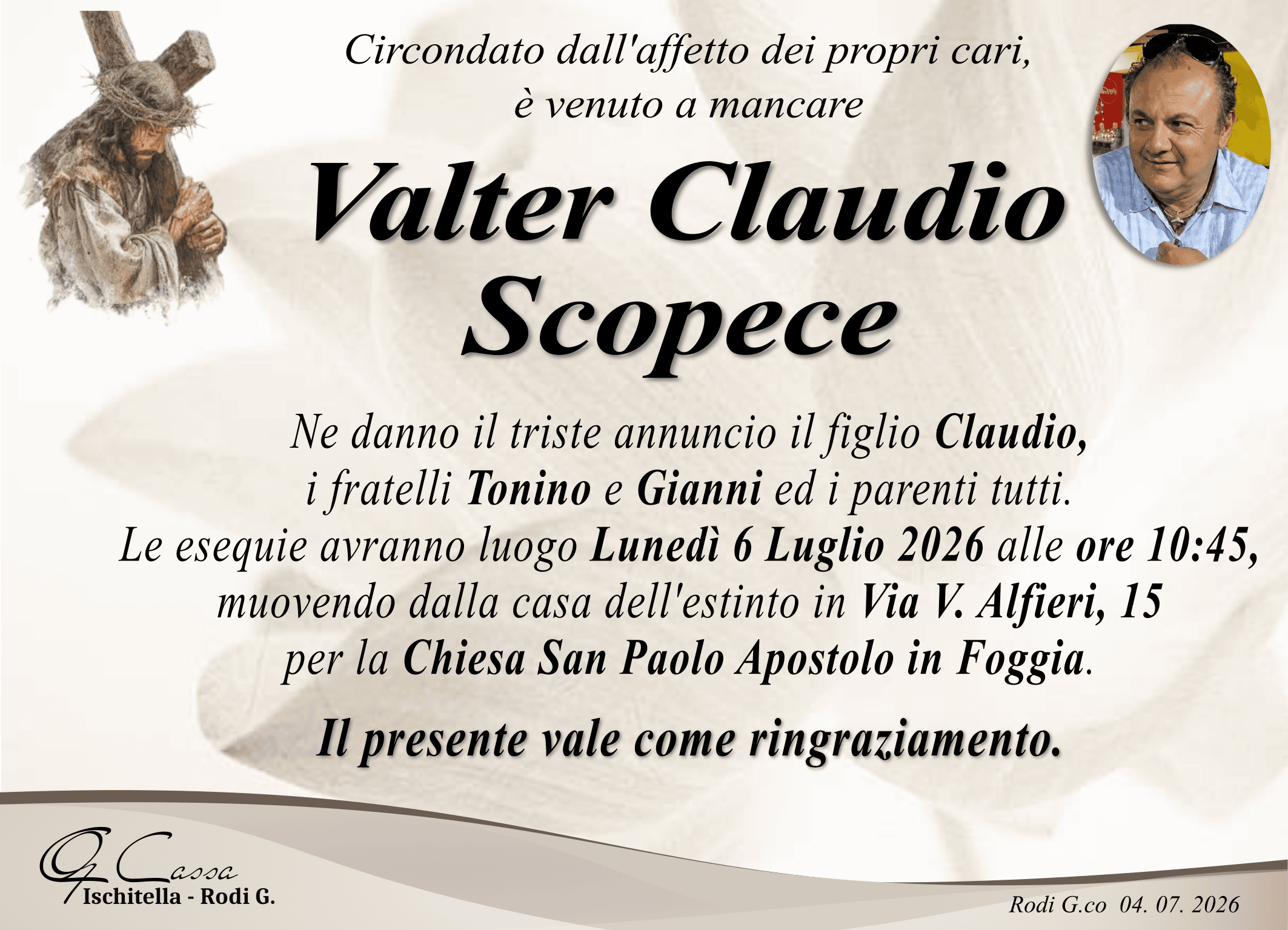 ANNUNCIO SCOPECE VALTER