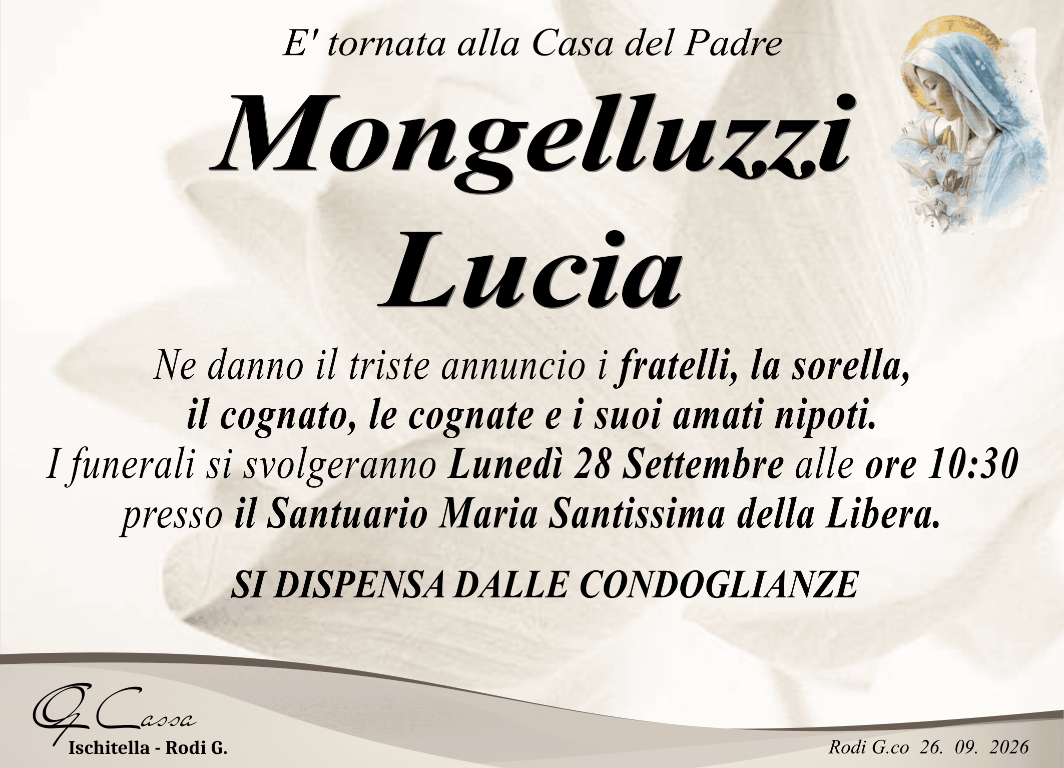 ANNUNCIO MONGELLUZZI LUCIA