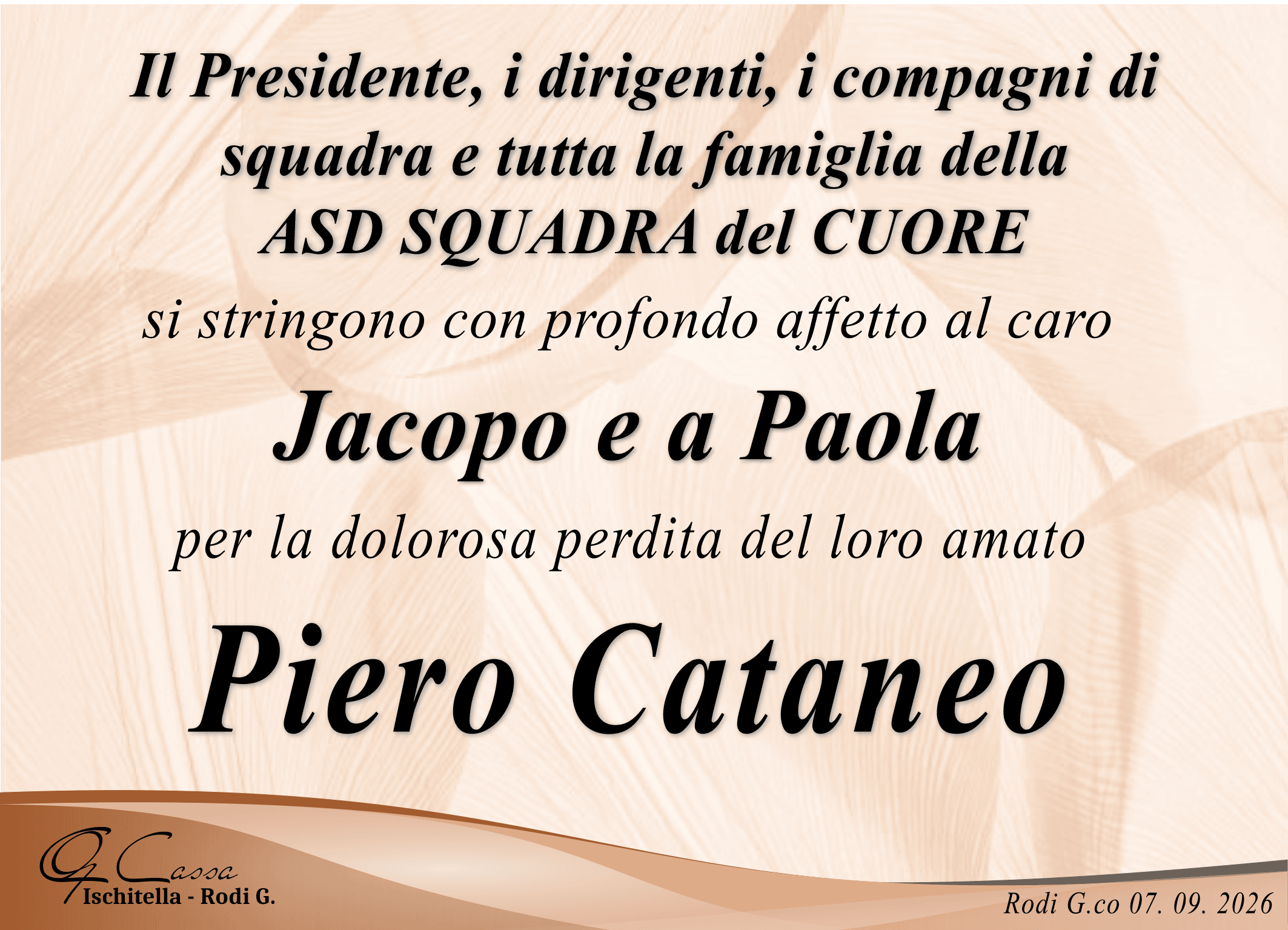 PARTECIPAZIONE ASD SQUADRA DEL CUORE CATANEO PIERO